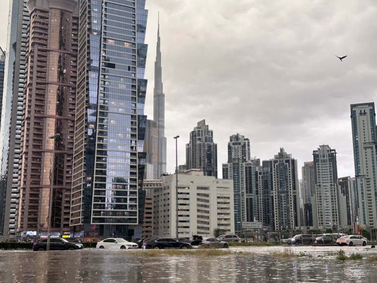 A general view of floods caused by heavy rains