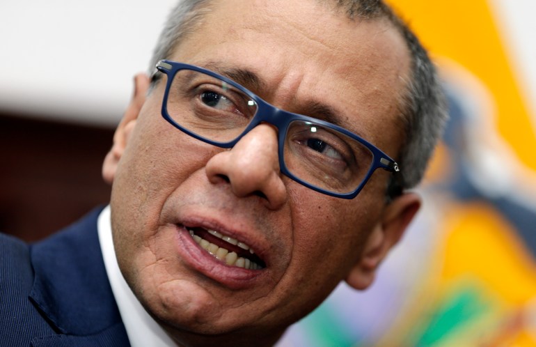 Jorge Glas in close-up.
