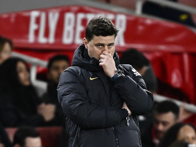 Chelsea head coach Mauricio Pochettino during defeat to Arsenal on April 23, 2024.