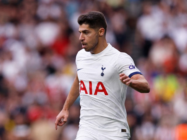Manor Solomon in action for Tottenham Hotspur in September 2023