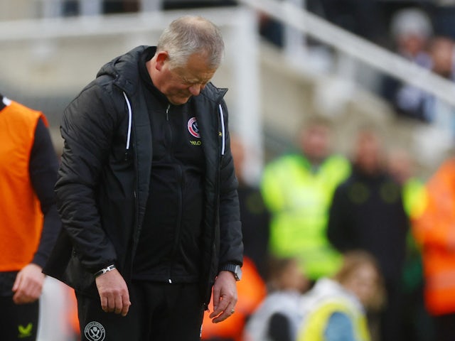 Sheffield United boss Chris Wilder reacts on April 27, 2024