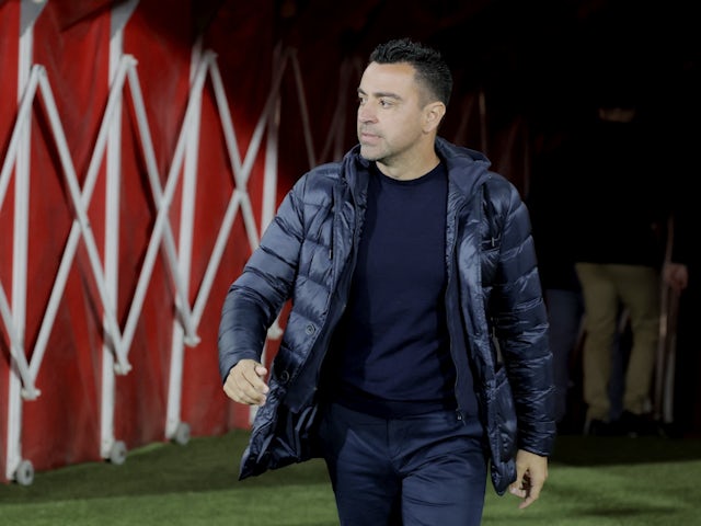 FC Barcelona coach Xavi looks on on May 16, 2024
