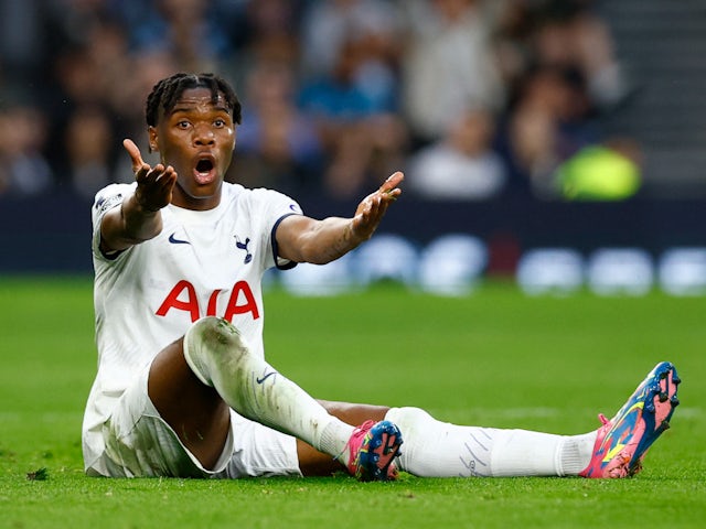 Tottenham Hotspur's Destiny Udogie reacts on September 30, 2023