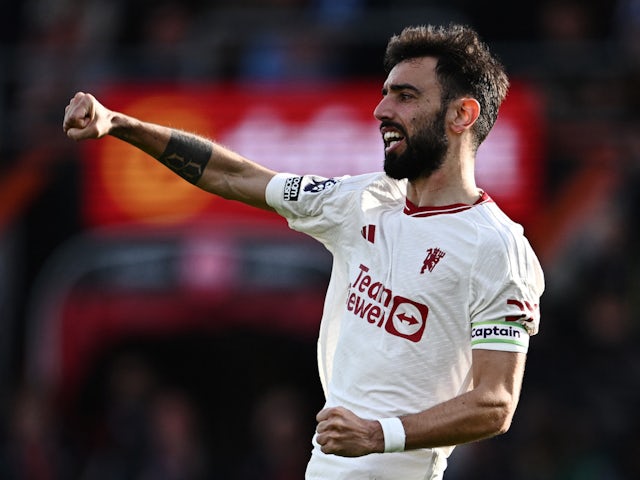 Manchester United attacker Bruno Fernandes on April 13, 2024