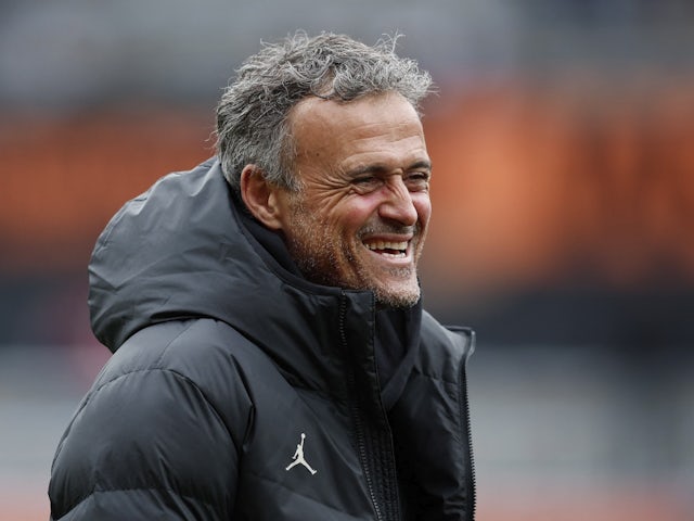 Paris Saint-Germain (PSG) coach Luis Enrique before the match on April 24, 2024