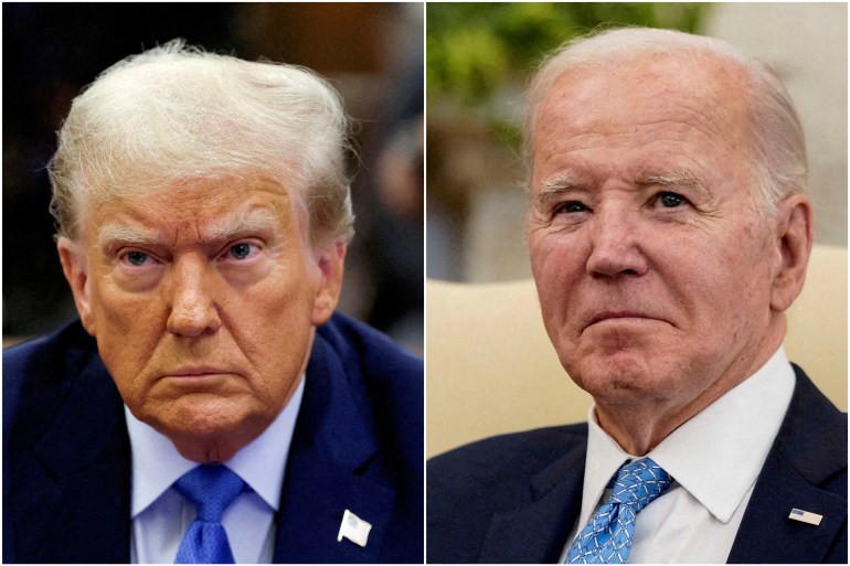 Side-by-side images of Donald Trump and Joe Biden