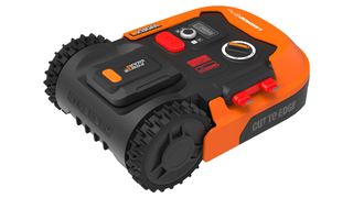 Worx Landroid M500 Plus robot lawn mower on white background