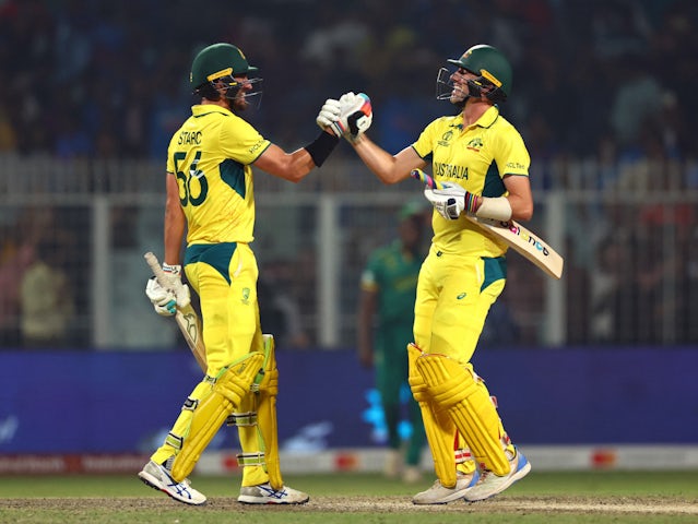 Australia celebrate victory over South Africa at Cricket World Cup on November 16, 2023.