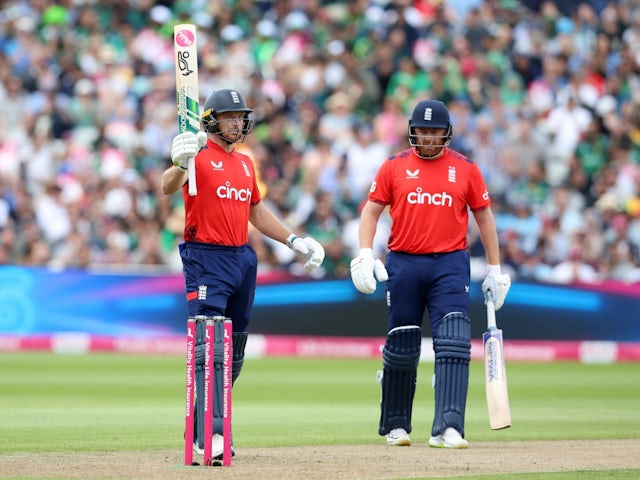 England's Jos Buttler celebrates reaching his half century on May 25, 2024