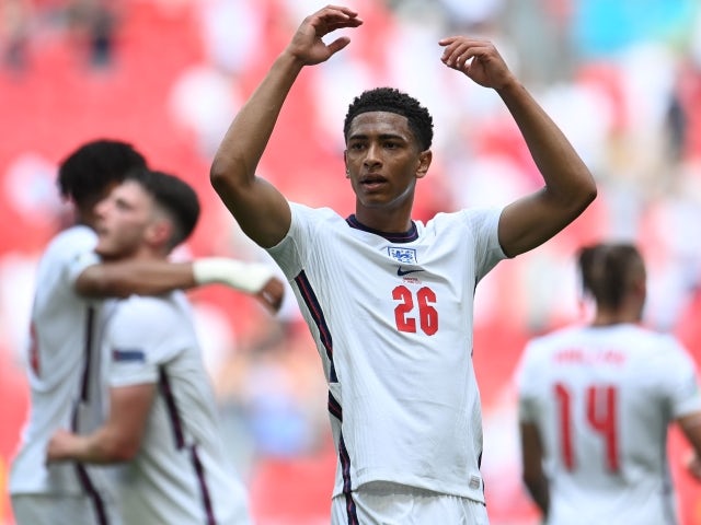 England's Jude Bellingham celebrates after the match on June 13, 2021