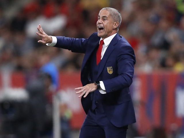 Albania coach Sylvinho reacts on September 7, 2023
