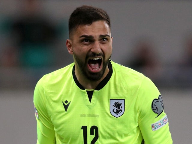 Georgia's Giorgi Mamardashvili reacts on March 28, 2023