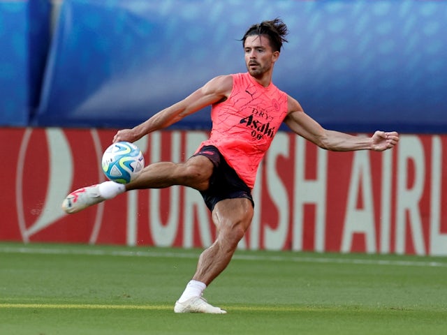Manchester City's Jack Grealish pictured during training on August 15, 2023
