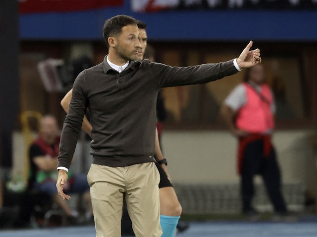 Belgium coach Domenico Tedesco reacts on October 13, 2023