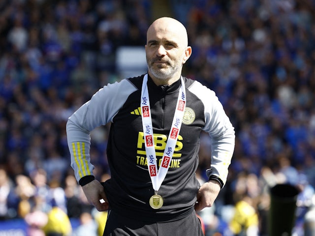 Leicester City manager Enzo Maresca celebrates after winning the Championship on May 30, 2024