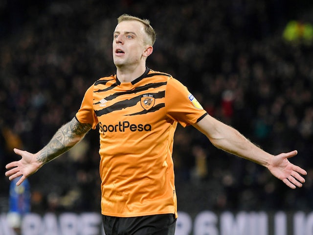 Hull City's Kamil Grosicki celebrates scoring their second goal on December 21, 2019