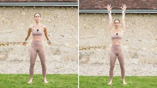 Annabel Luke performing overhead reach to tricep press