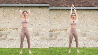 Annabel performing Pilates tricep extensions