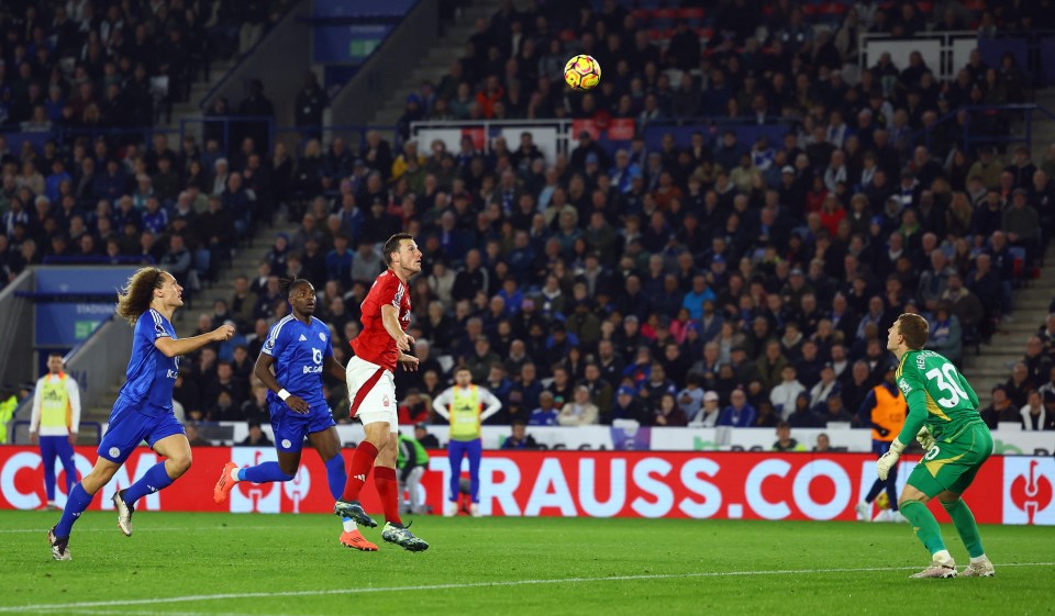 The striker looped home a header to complete Forest's victory
