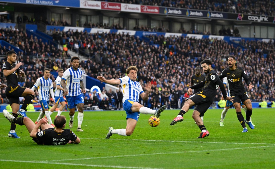 Rayan Ait-Nouri pulled one back for Wolves