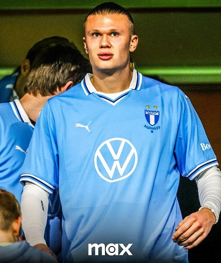 Erling Haaland was pictured at a Malmo game in Sweden with the club shirt on