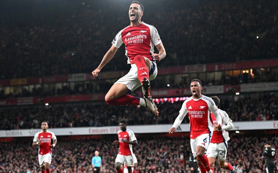 The goal ensured Arsenal went into half-time leading 2-1 over their title rivals
