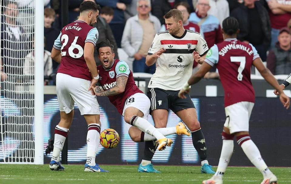 West Ham were awarded a penalty when Matthijs de Ligt collided with Danny Ings