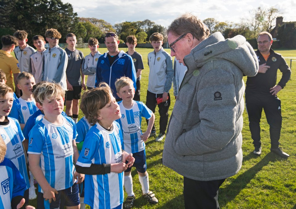 The 77-year-old former Premier League manager visited Milford-on-Sea Youth Football Club in Hants