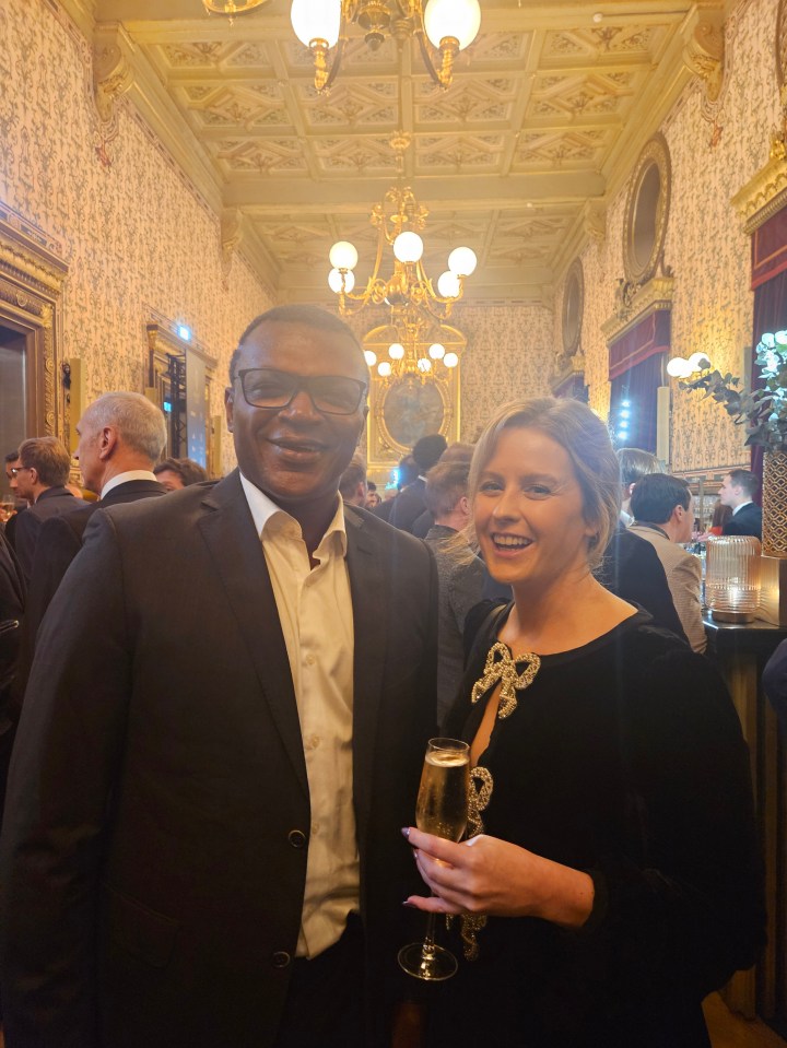Ellie hanging out with Marcel Desailly at the bash