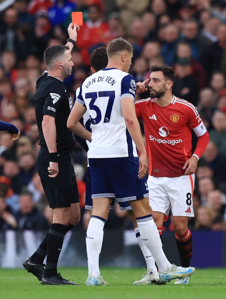 Bruno Fernandes was initially sent off