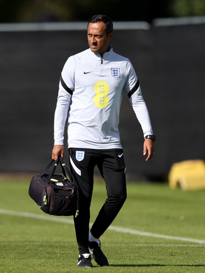 England Doctor Ritan Mehta looks on during a training session on October 8, 2022