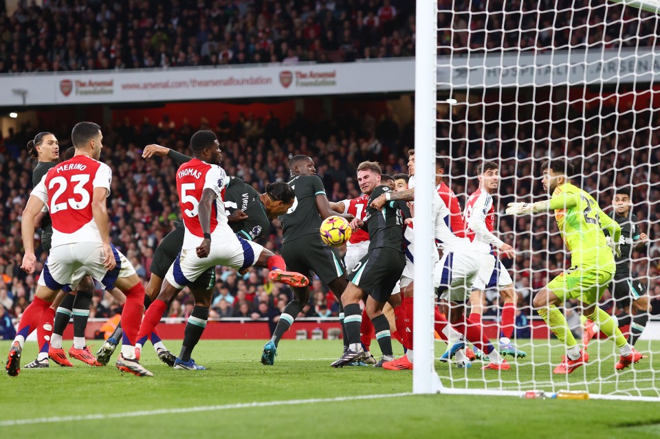 Van Dijk got free from Thomas Partey to nod in