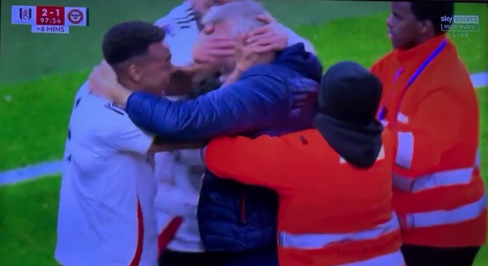He was slapped on the head by Fulham stars before being taken off the field by security