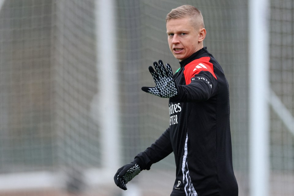 Zinchenko in Arsenal training