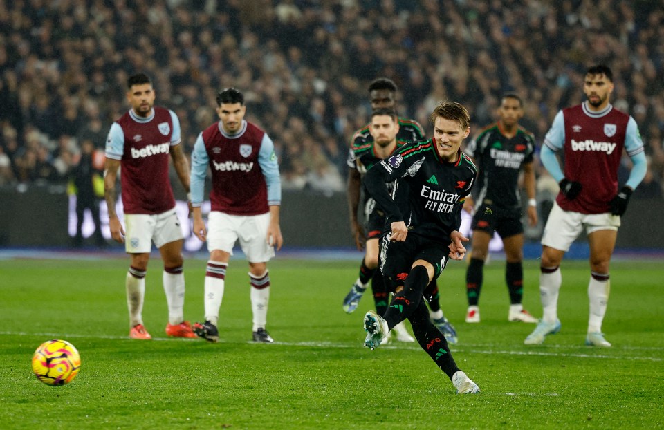 Martin Odegaard made it 3-0 from the penalty spot