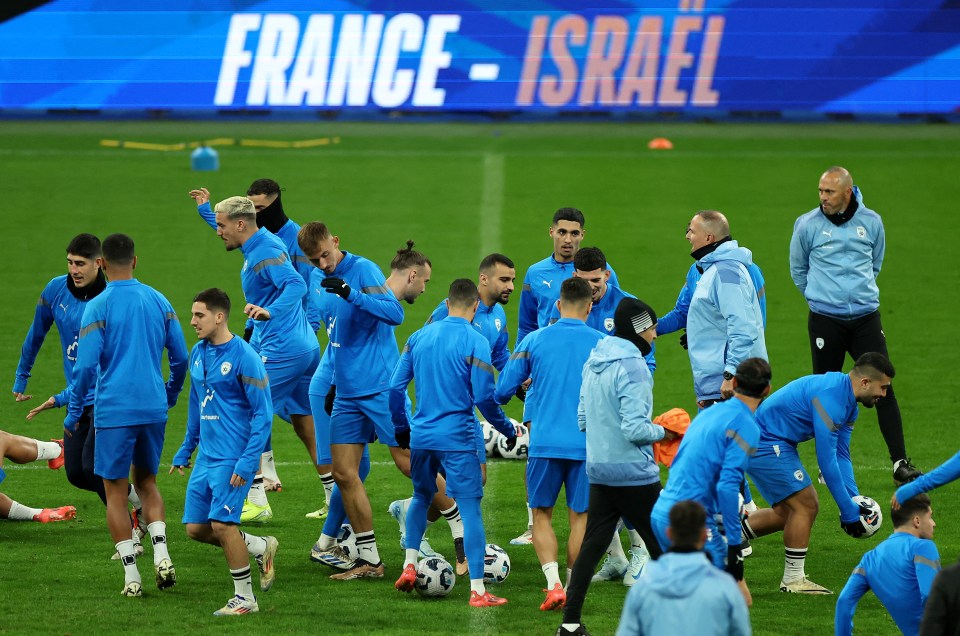 The Israel national side training in Paris amid growing fears of a night of anti-Semitic carnage