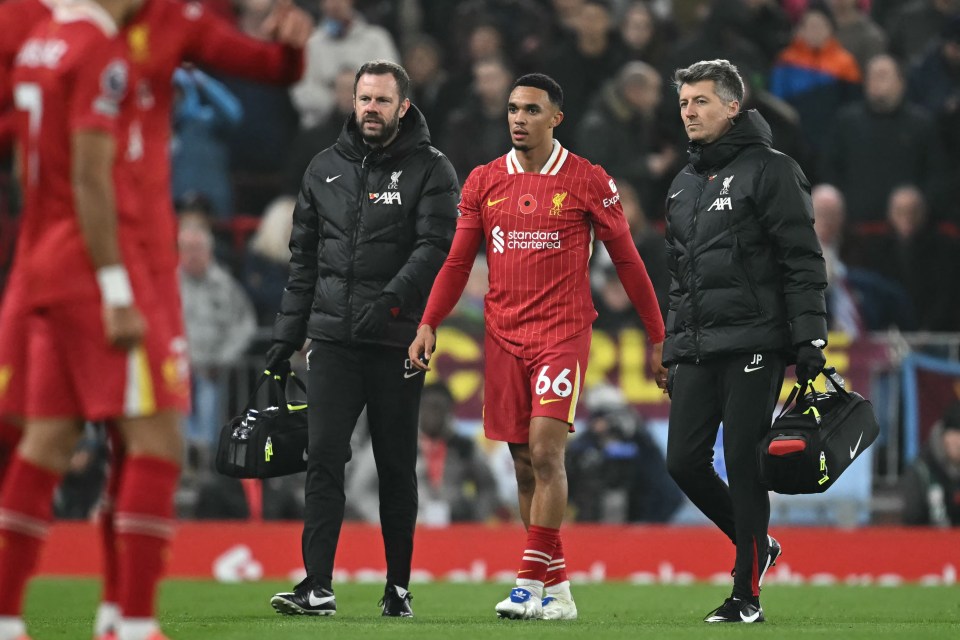 Trent Alexander-Arnold went off injured in Liverpool's game with Aston Villa