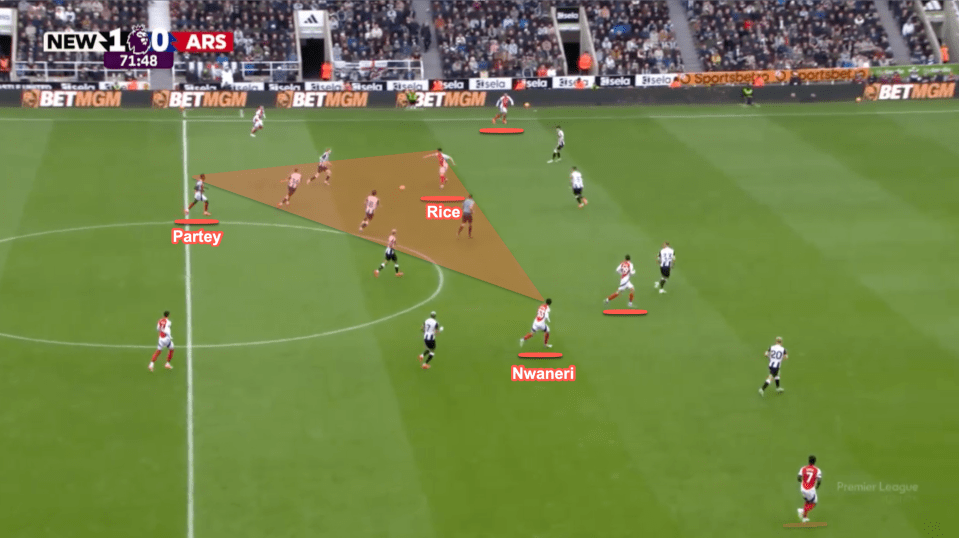 Ethan Nwaneri came on to provide an attacking input from, and was effective in getting between the lines and causing problems