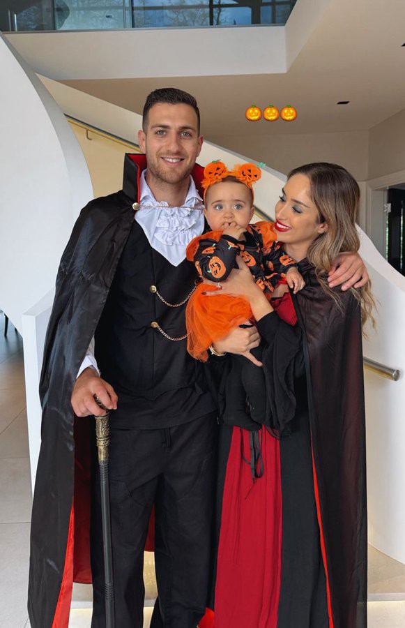 Diogo Dalot and fiancee Claudia dressed up as vampires for Halloween