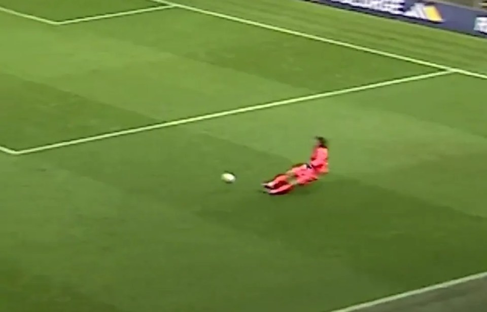 Keeper Nicholas Bilokapic slipped as he took a free-kick
