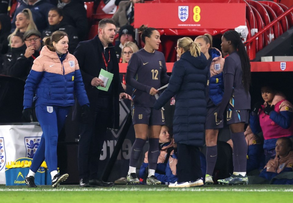 Bronze was dressed and ready to come on to earn her 128th cap