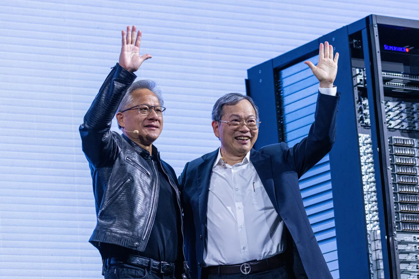 harles Liang, chief executive officer of Super Micro Computer Inc., right, and Jensen Huang, co-founder and chief executive officer of Nvidia Corp., during the Computex conference in Taipei, Taiwan, on Wednesday, June 5, 2024