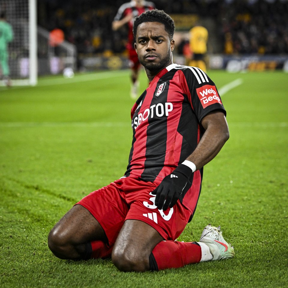 Ryan Sessegnon of Fulham celebrates scoring a goal.