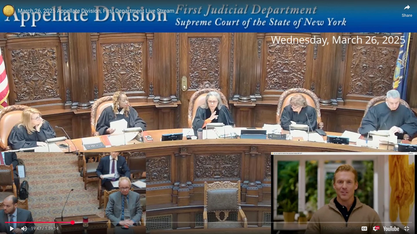 Screenshot of an AI avatar speaking before the court