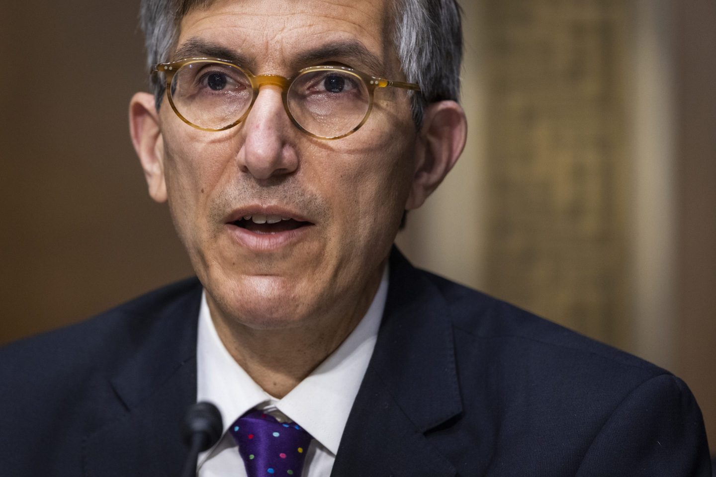 Peter Marks, former director of the center for biologics evaluation and research at the U.S. Food and Drug Administration (FDA), speaks during a Senate Health, Education, Labor, and Pensions Committee hearing in Washington, D.C., U.S., on Tuesday, May 11, 2021. 