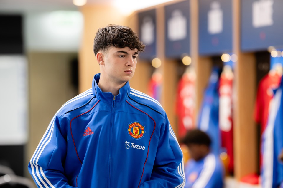 Tyler Fredricson of Manchester United arriving in the dressing room.