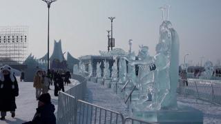 Video. Ice and snow turn into ephemeral sculptural splendour in Chinese city