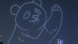 Video. Hundreds gathered in Hong Kong on Saturday to watch the city’s first panda drone show