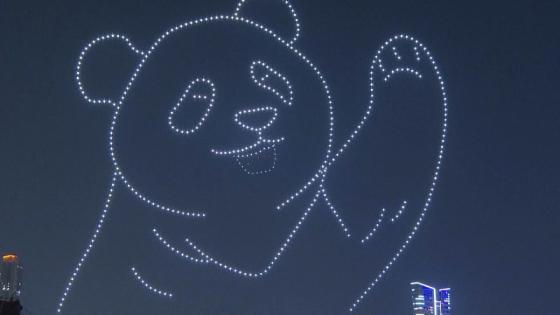 Video. Hundreds gathered in Hong Kong on Saturday to watch the city’s first panda drone show