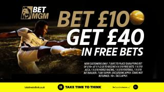 Welcome bonus: Get £40 in free bets when you stake £10 on football with BetMGM